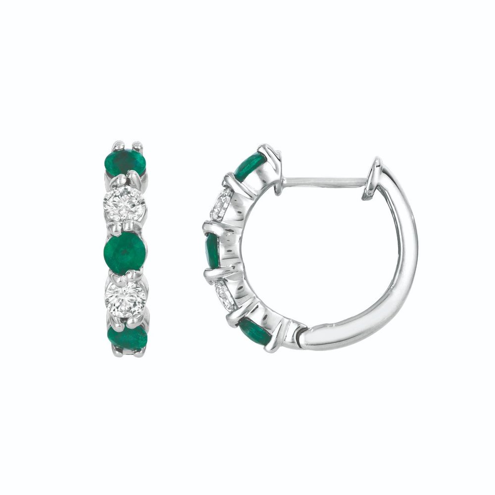 1.65 Carat Natural Diamond and Emerald Earrings